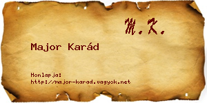 Major Karád névjegykártya